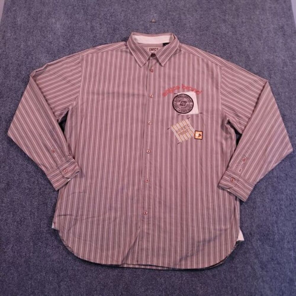 Vintage‎ Enyce Clothing Co Shirt Mens XL Green Striped Button Up Y2K Hip Hop